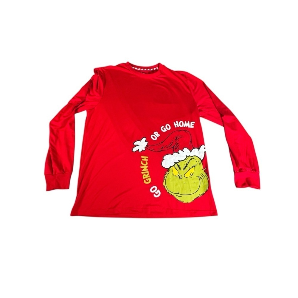 The Grinch Dr. Seuss Go Grinch or Go Home Red Long Sleeve Shirt Adult M 38-40
